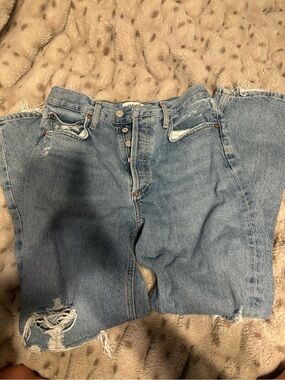Agolde Light Blue Distressed Boyfriend Jeans
